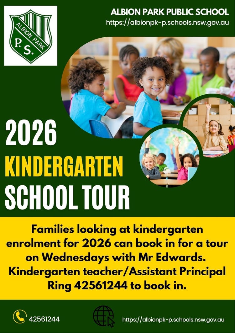 Book in a kindergarten school tour with Mr Edwards on a Wednesday. Ph-42561244